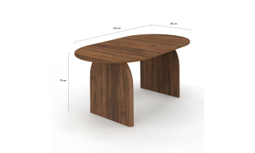 Table à manger Japandi effet bois noyer 160cm Table à manger Japandi effet bois noyer 160cm