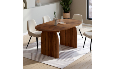 Table à manger Japandi effet bois noyer 160cm Table à manger Japandi effet bois noyer 160cm