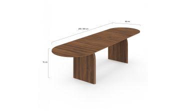 Table à manger extensible Japandi 200-300cm effet noyer