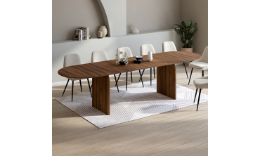 Table à manger extensible Japandi 200-300cm effet noyer