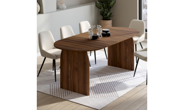 Table à manger extensible Japandi 200-300cm effet noyer