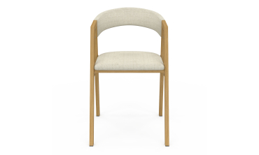 Chaises Enola avec accoudoirs en tissu beige et pieds effet bois - lot de 4