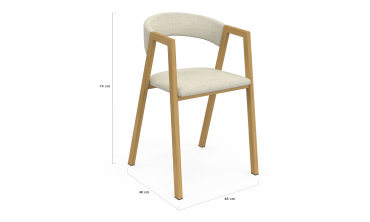 Chaises Enola avec accoudoirs en tissu beige et pieds effet bois - lot de 4
