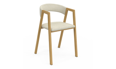 Chaises Enola avec accoudoirs en tissu beige et pieds effet bois - lot de 4