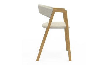 Chaises Enola avec accoudoirs en tissu beige et pieds effet bois - lot de 4