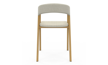 Chaises Enola avec accoudoirs en tissu beige et pieds effet bois - lot de 4