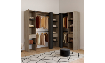Dressing Justine d'angle 230cm effet bois