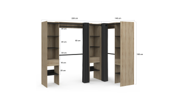 Dressing Justine d'angle 230cm effet bois
