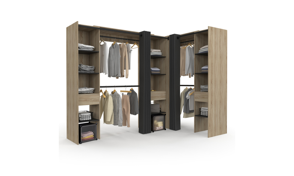 Dressing Justine d'angle 230cm effet bois