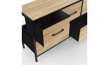 Commode Iris 5 tiroirs en bois et tissu