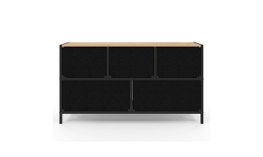 Commode Iris 5 tiroirs en bois et tissu