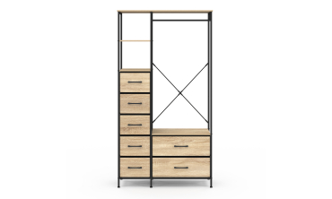 Dressing Iris penderie et 7 tiroirs bois et noir