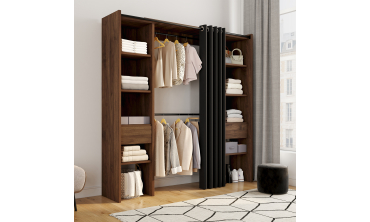 Dressing Justine extensible 120-180cm effet noyer double colonne