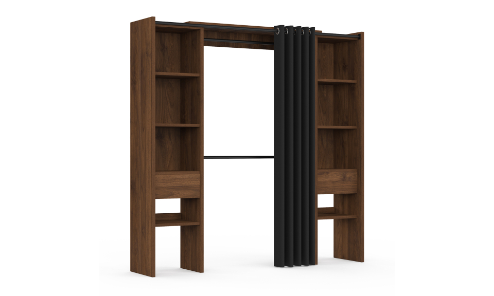 Dressing Justine extensible 120-180cm effet noyer double colonne