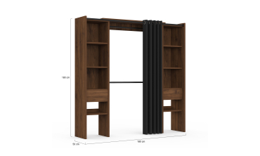 Dressing Justine extensible 120-180cm effet noyer double colonne