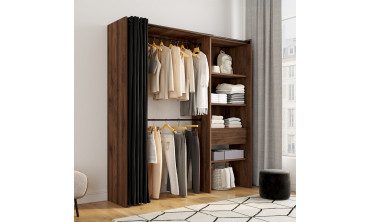Dressing Aline extensible 120-170cm effet noyer 1 colonne