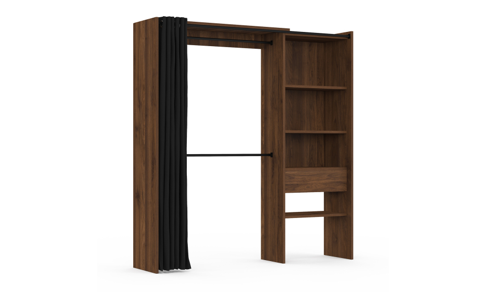 Dressing Aline extensible 120-170cm effet noyer 1 colonne