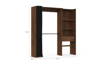 Dressing Aline extensible 120-170cm effet noyer 1 colonne