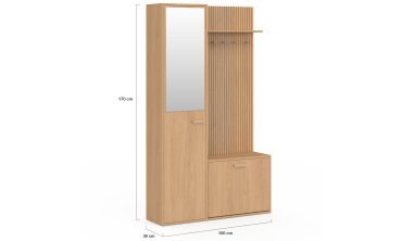 Vestiaire d'entrée Faustine avec placard et miroir