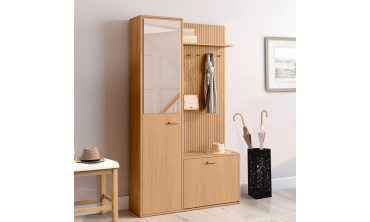 Vestiaire d'entrée Faustine avec placard et miroir