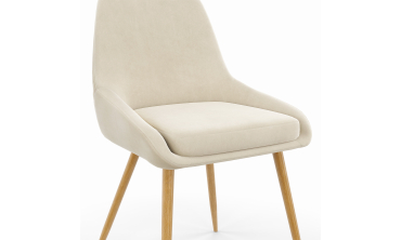 Chaises Olivia en velours crème et pieds bois - lot de 6