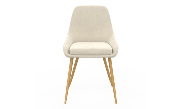 Chaises Olivia en velours crème et pieds bois - lot de 6
