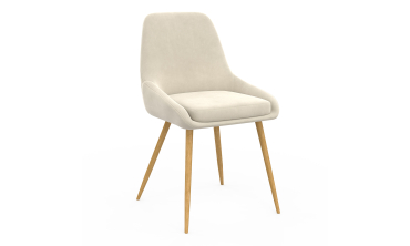 Chaises Olivia en velours crème et pieds bois - lot de 6