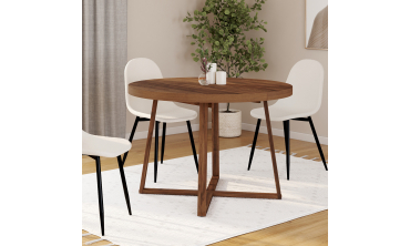 Table à manger ronde extensible Sana Ø110-150cm effet noyer