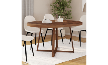 Table à manger ronde extensible Sana Ø110-150cm effet noyer