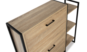 Meuble à chaussures industriel Alan 2 portes + étagère - 12 paires