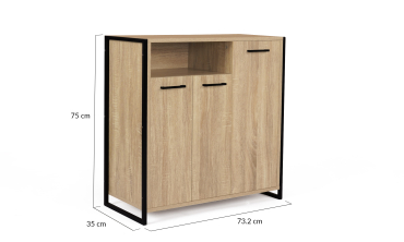 Meuble chaussures Alan 3 portes + niche latérale - 18 paires