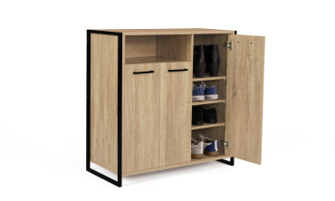 Meuble chaussures Alan 3 portes + niche latérale - 18 paires