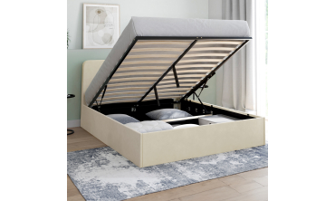 Lit coffre Louise 140x190cm velours beige