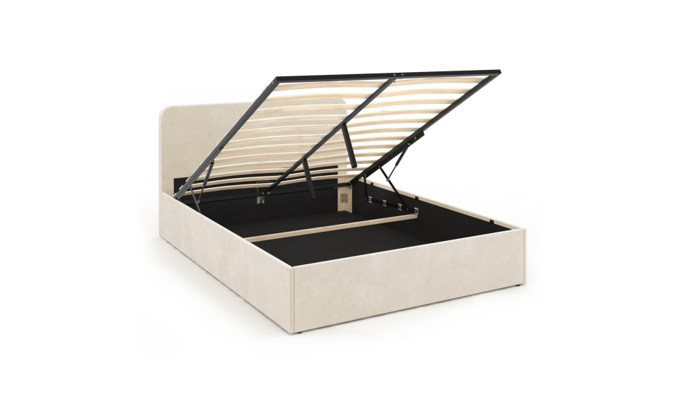 Lit coffre Louise 140x190cm velours beige