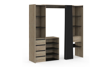 Dressing Justine extensible 120-180cm effet bois 5 tiroirs double colonne