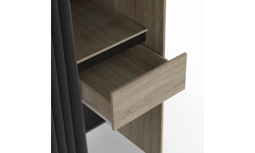 Dressing Justine extensible 120-180cm effet bois 5 tiroirs double colonne