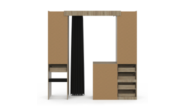 Dressing Justine extensible 120-180cm effet bois 5 tiroirs double colonne