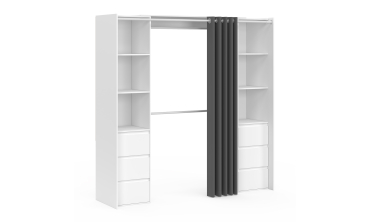 Dressing Justine extensible 120-180cm blanc 6 tiroirs double colonne