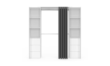 Dressing Justine extensible 120-180cm blanc 6 tiroirs double colonne