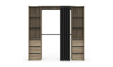 Dressing Justine extensible 120-180cm effet bois 6 tiroirs double colonne