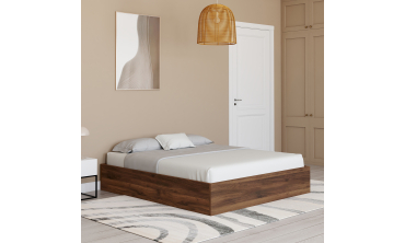 Lit coffre Malta 140x190cm effet bois noyer