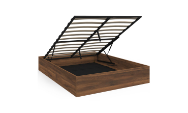 Lit coffre Malta 140x190cm effet bois noyer