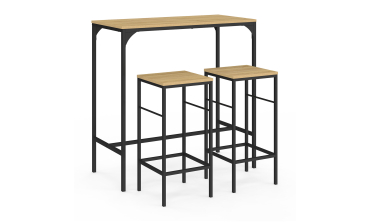 Table haute repas Memphis  95cm + 2 tabourets