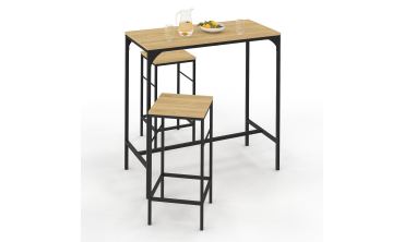 Table haute repas Memphis  95cm + 2 tabourets