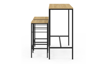 Table haute repas Memphis  95cm + 2 tabourets