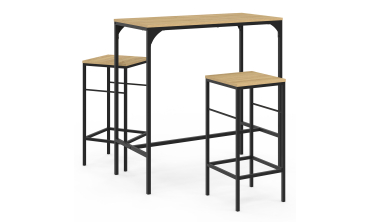 Table haute repas Memphis  95cm + 2 tabourets