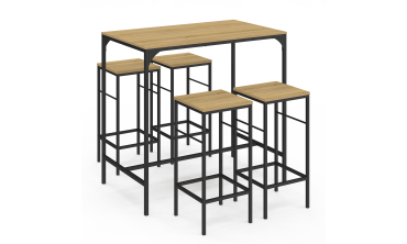 Table haute repas Memphis  95cm + 4 tabourets