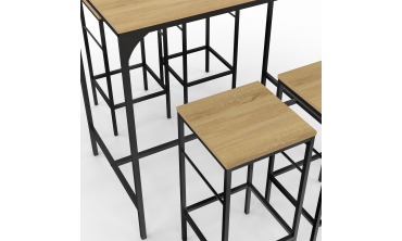 Table haute repas Memphis  95cm + 4 tabourets