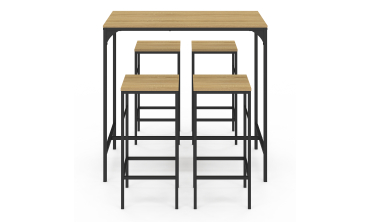 Table haute repas Memphis  95cm + 4 tabourets