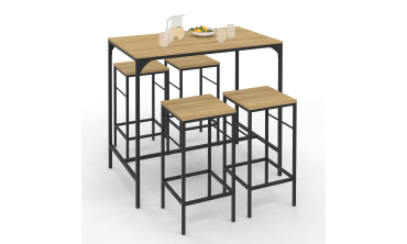 Table haute repas Memphis  95cm + 4 tabourets